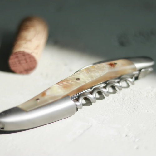 Sommelier knife Aubrac cow horn handle Satin finish