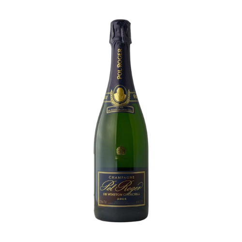 2008 Pol Roger Sir Winston Churchill wine bottle on a white background