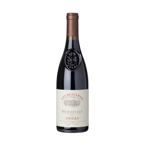 Delas Hermitage Les Bessards Rouge 2013 red wine bottle in white background