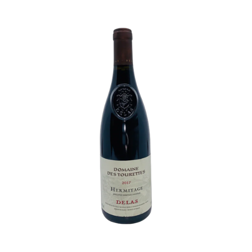 Delas Hermitage Domaine des Tourettes Rouge 2017 red wine bottle in white background