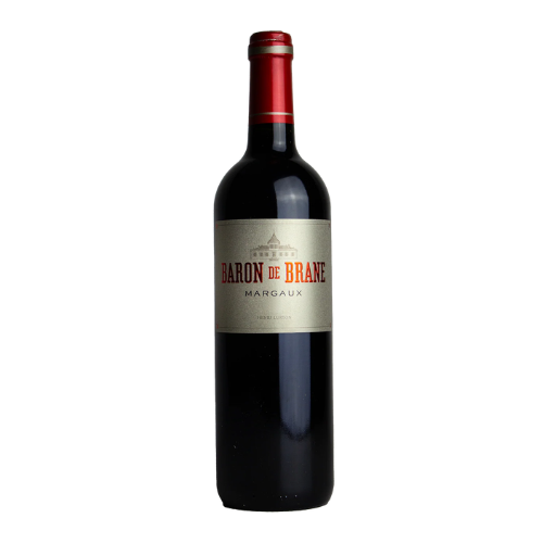 2018 Baron de Brane wine bottle on a white background