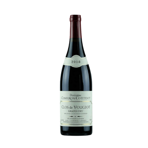 Confuron-Cotetidot Clos de Vougeot 2018 Grand Cru Burgundy red wine bottle in white background