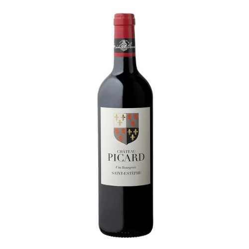 2019 Château Picard Cru Bourgeois wine bottle on a white background