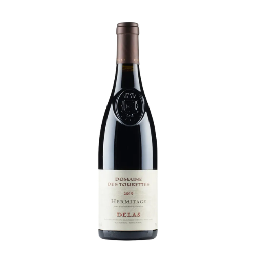 Delas Hermitage Domaine des Tourettes Rouge 2019 red wine bottle in white background