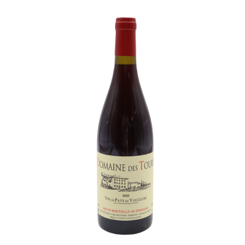 2022 Domaine Des Tours VDP Vaucluse Rouge wine bottle on a white background