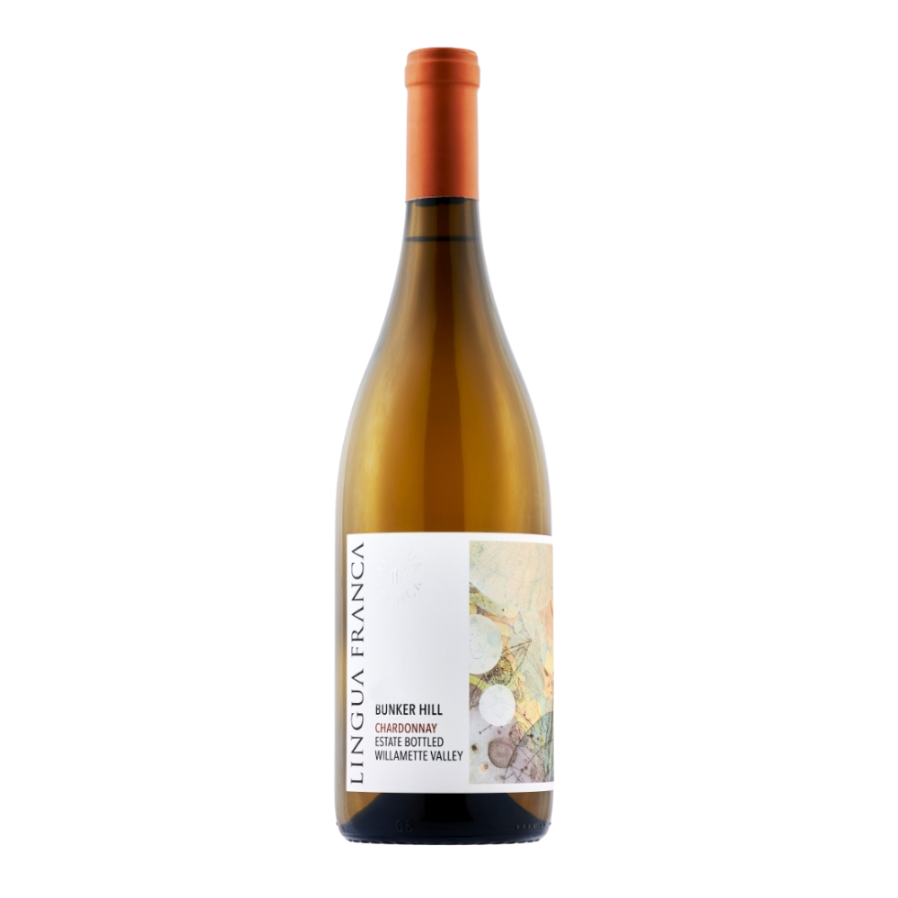 2022 Lingua Franca Bunker Hill Chardonnay in a white background