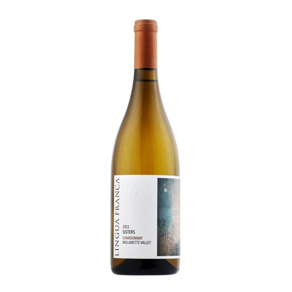 2022 Lingua Franca Sisters Chardonnay in a white background