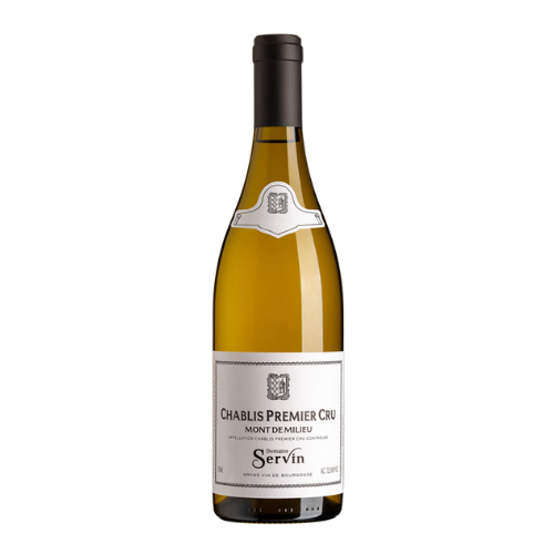 2023 Domaine Servin Chablis Premier Cru 'Mont de Milieu' wine bottle on a white background