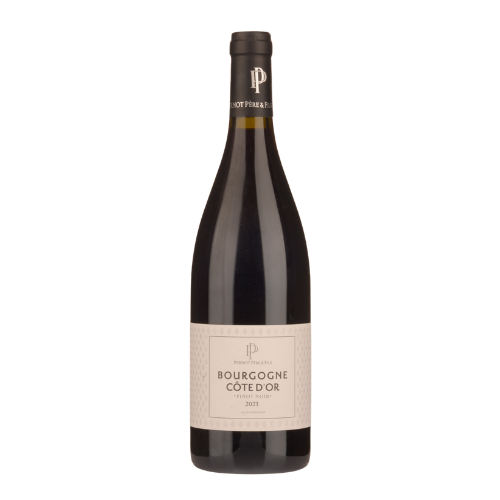 2023 Pernot Pere & Fils Bourgogne Pinot Noir wine bottle on a white background