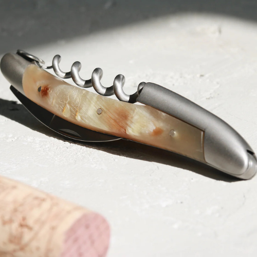 Sommelier knife Aubrac cow horn handle Satin finish