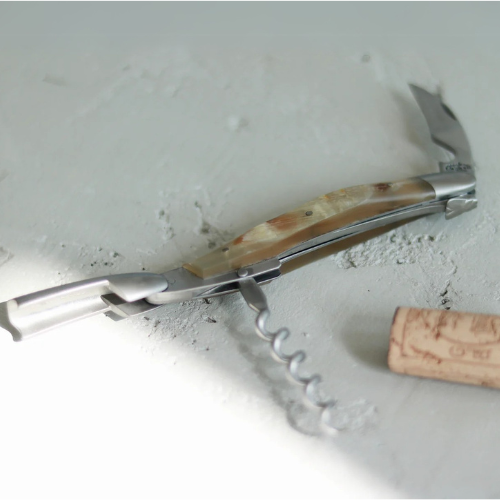 Sommelier knife Aubrac cow horn handle Satin finish