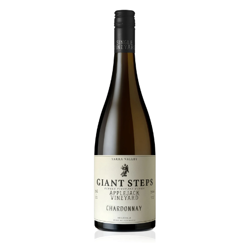 Bottle of Giant Steps Applejack Vineyard Chardonnay MAGNUM 2023 with a cream and black label, produced in the Yarra Valley.