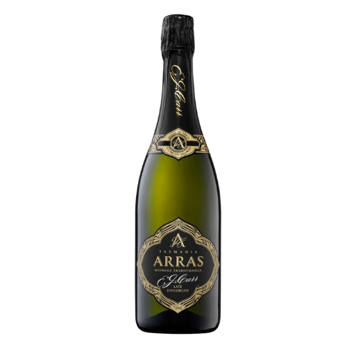 2004 Arras E.J. Carr Late Disgorge sparkling wine bottle on a white background.