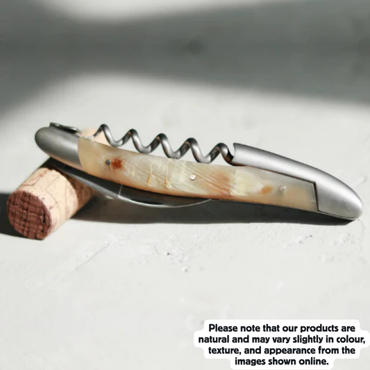 Sommelier knife Aubrac cow horn handle Satin finish