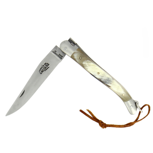 Folding knife Cow horn handle Satin finish 11cm