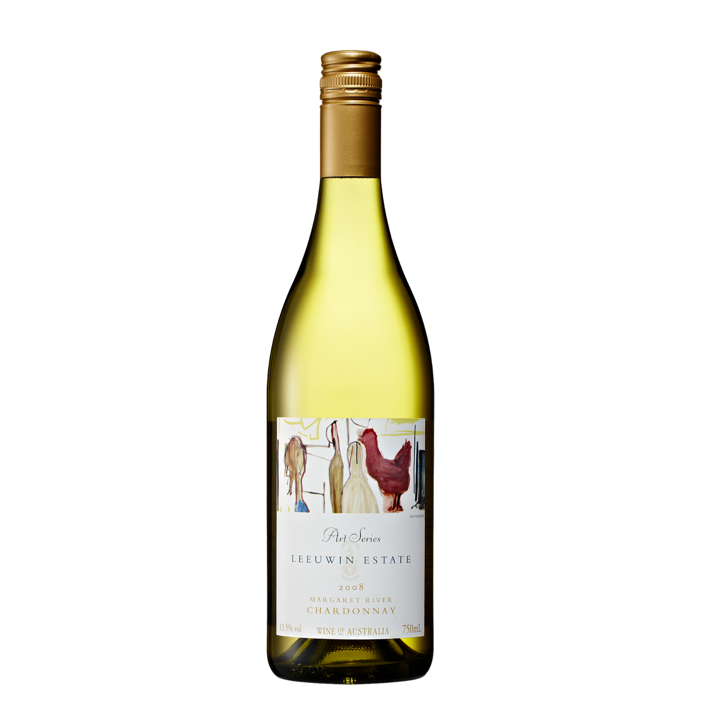 Leeuwin Estate Art Series Chardonnay 2008 Margaret River white wine bottle in white background