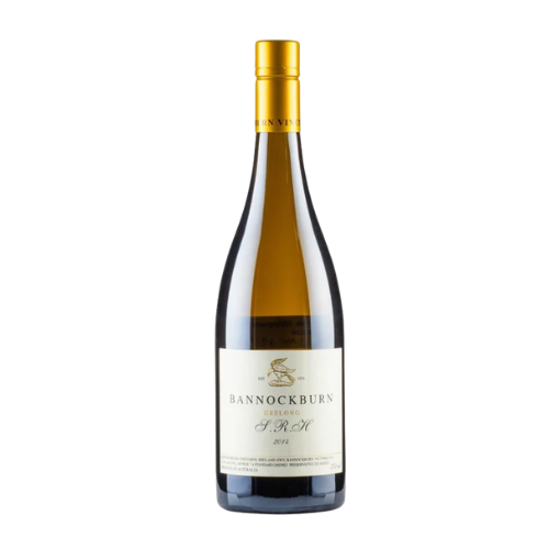 2014 Bannockburn Chardonnay wine bottle on a white background
