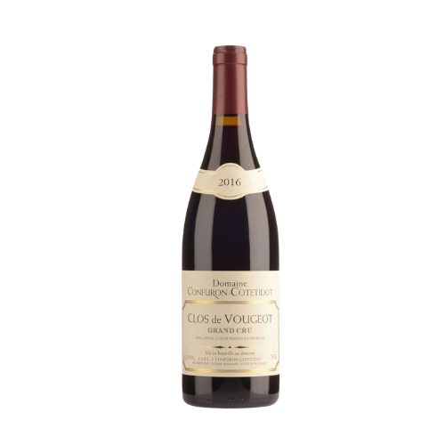 Confuron-Cotetidot Clos de Vougeot 2016 Grand Cru Burgundy red wine bottle in white background