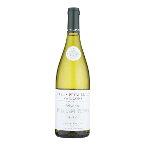 2017 Dom William Fevre Vaillons wine bottle on a white background
