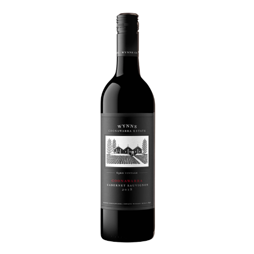 2018 Wynns Coonawarra Estate wine bottle on a white background