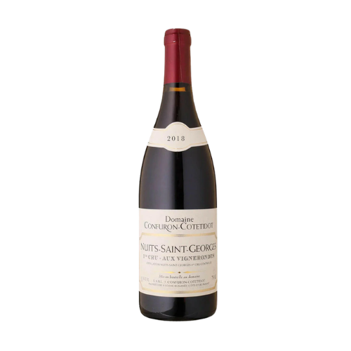 Confuron-Cotetidot Nuits-Saint-Georges Vignerondes 2018 Premier Cru Burgundy red wine bottle in white background