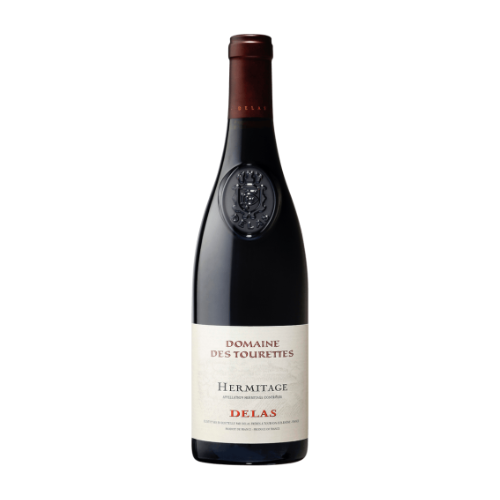 Delas Hermitage Domaine des Tourettes Rouge 2018 red wine bottle in white background