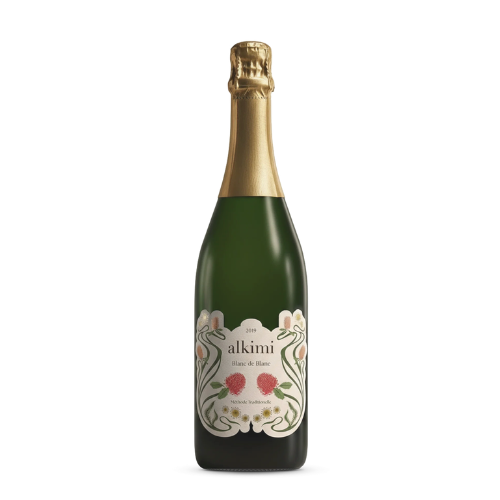 2019 Alkimi Blanc de Blanc in white background