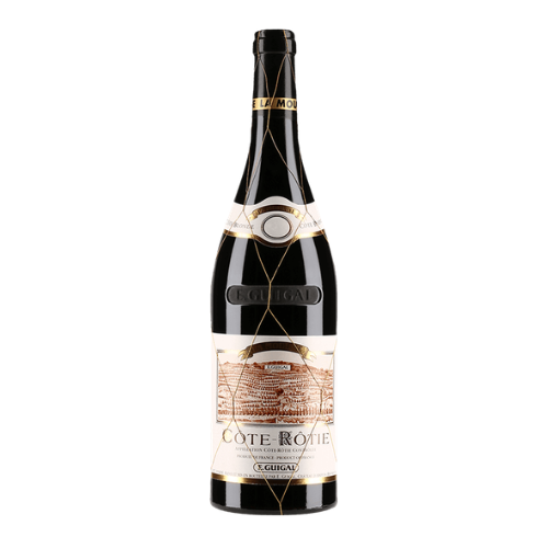 2019 E. Guigal La Mouline wine bottle on a white background