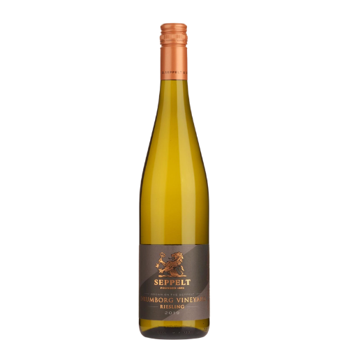 2019 Seppelt Drumborg wine bottle on a white background
