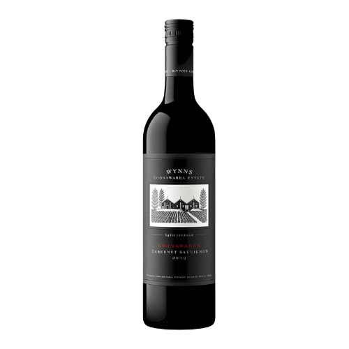 2019 Wynns Coonawarra Estate wine bottle on a white background