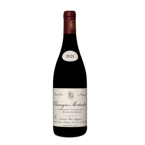 A bottle of 2021 Blain-Gagnard – Chassagne-Montrachet “Clos Saint-Jean” Rouge in white background