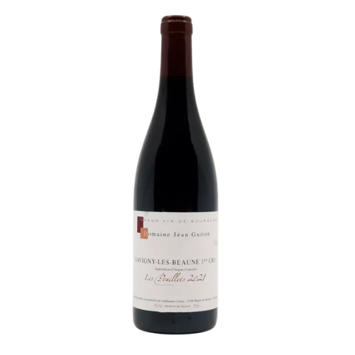 2021 Domaine Jean Guiton Savigny-lès-Beaune 1er Cru Les Peuillets wine bottle on a white background