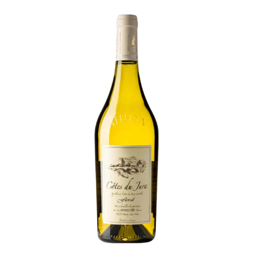 2021 Jean Luc Mouillard Floral Chardonnay wine bottle on a white background