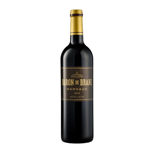 2021 Baron de Brane wine bottle on a white background