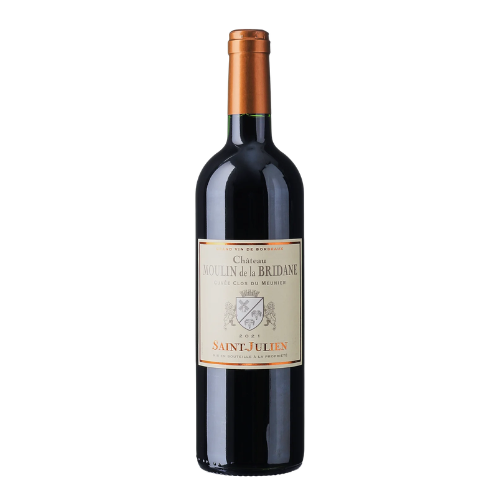2021 Moulin de la Bridane wine bottle on a white background