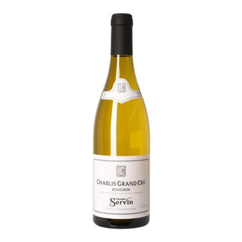 2022 Domaine Servin Chablis Grand Cru 'Bougros' wine bottle on a white background