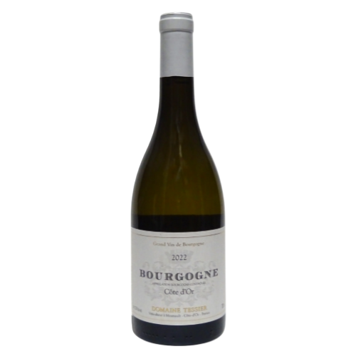 2022 Domaine Tessier Bourgogne Chardonnay ‘Côte d’Or’ wine bottle on a white background.