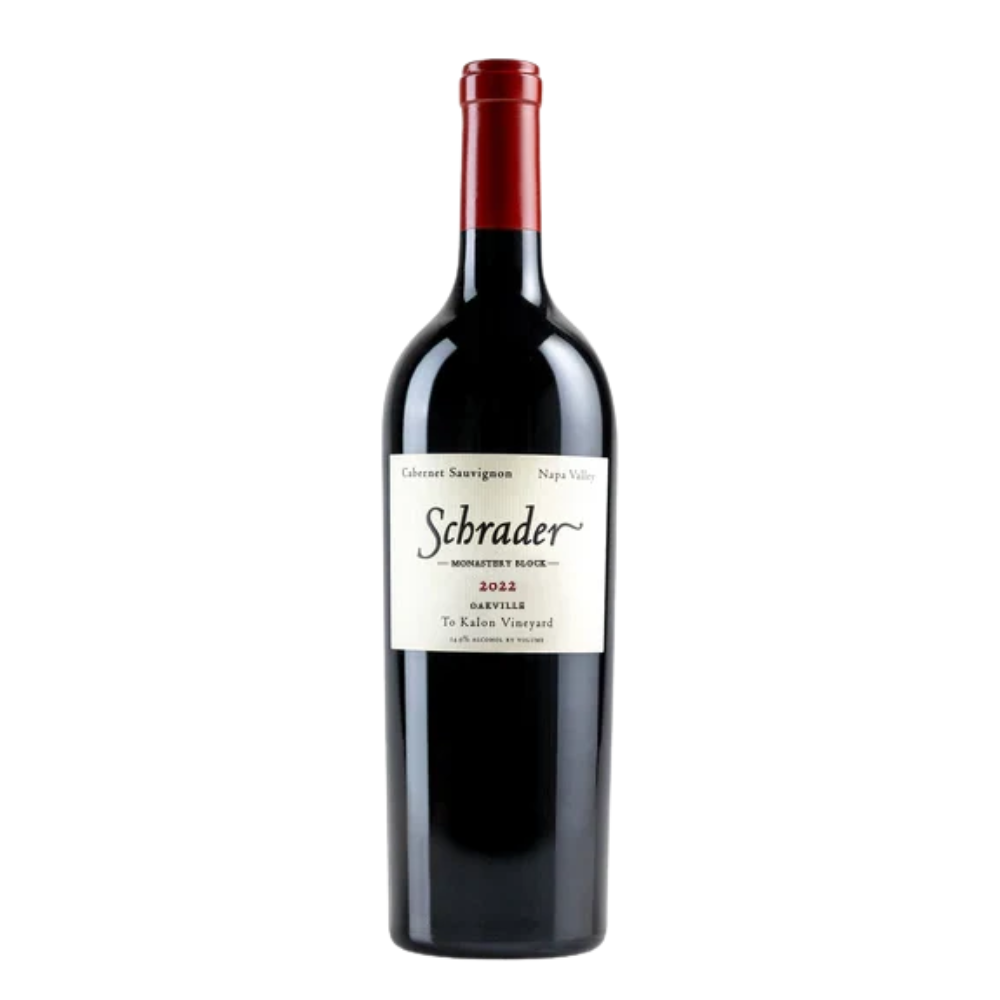 2022 Schrader Monastery Block Cabernet Sauvignon in a white background
