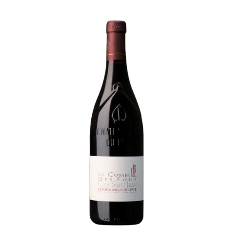 Clos Saint Jean Châteauneuf-du-Pape La Combe des Fous Rouge 2023 red wine bottle in white background