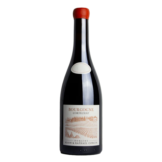 Domaine Corcia Bourgogne Cortechat 2023 red wine bottle on a white background