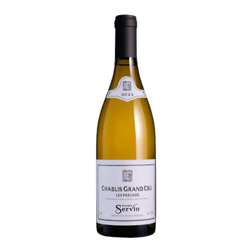 2023 Domaine Servin Chablis Grand Cru 'Les Preuses' wine bottle on a white background