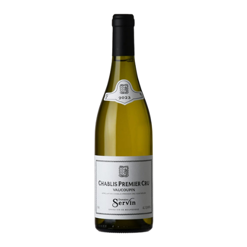 2023 Domaine Servin Chablis Premier Cru 'Vaucoupin' wine bottle on a white background