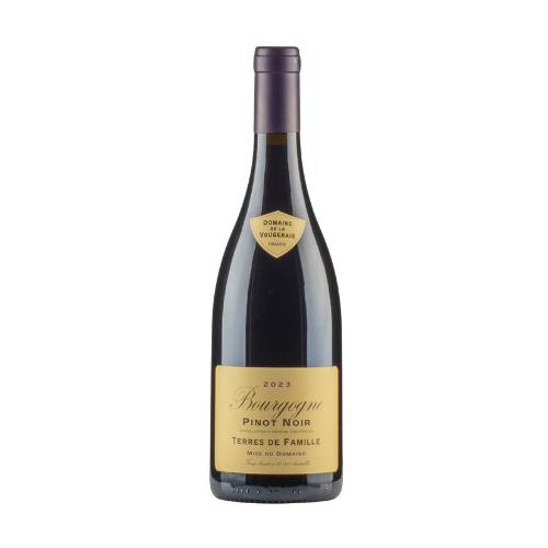 Domaine de la Vougeraie Bourgogne Terres de Famille 2022 red wine bottle on a white background