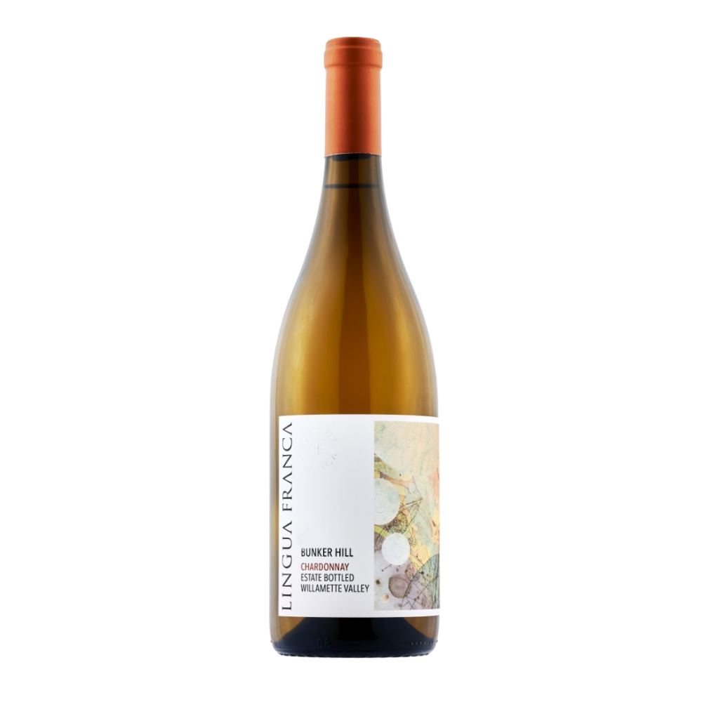 2023 Lingua Franca Bunker Hill Chardonnay in a white background