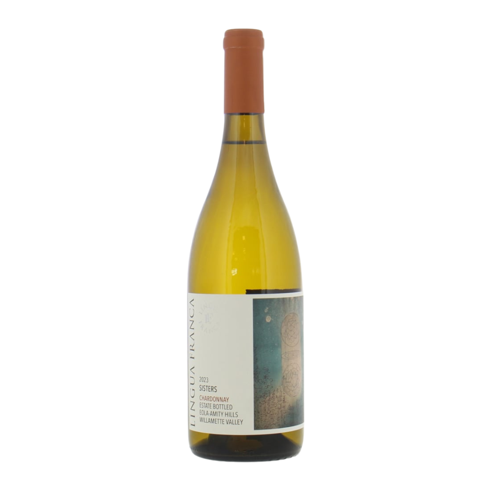 2023 Lingua Franca Sisters Chardonnay in a white background