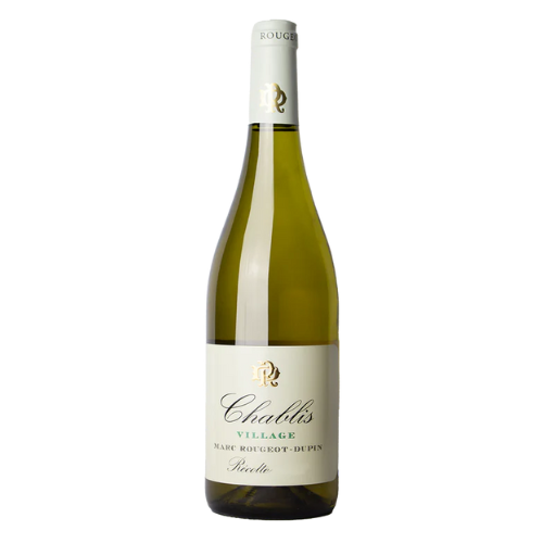 2023 Rougeot-Dupin Chablis wine bottle on a white background.