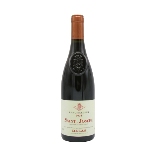 Delas Saint-Joseph Les Challeys Rouge 2023 red wine bottle in white background