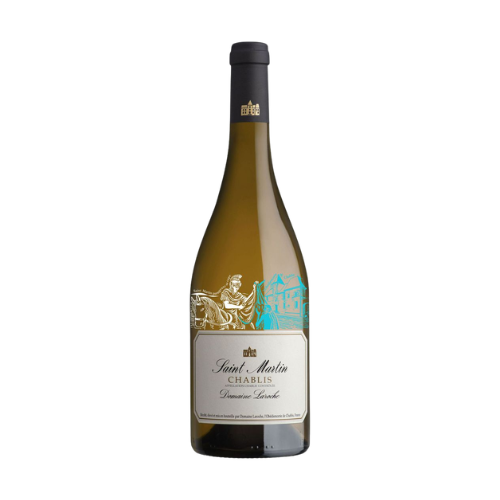 Laroche Chablis St Martin 2024 white wine bottle on a white background