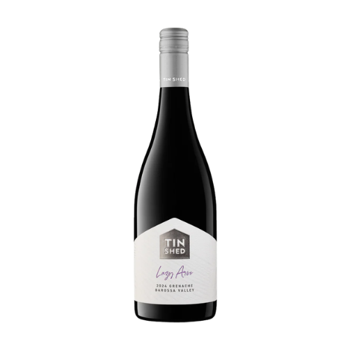 Tin Shed Lazy Arvo Grenache 2024 red wine bottle on a white background
