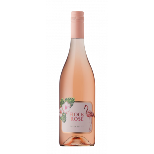 2025 Flock Rose Syrah Rose wine bottle on a white background